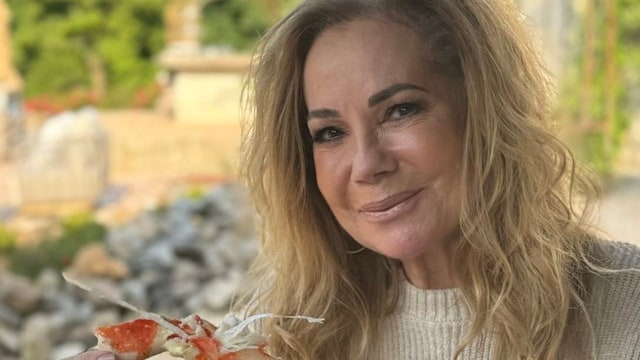 Kathie Lee Gifford in her backyard