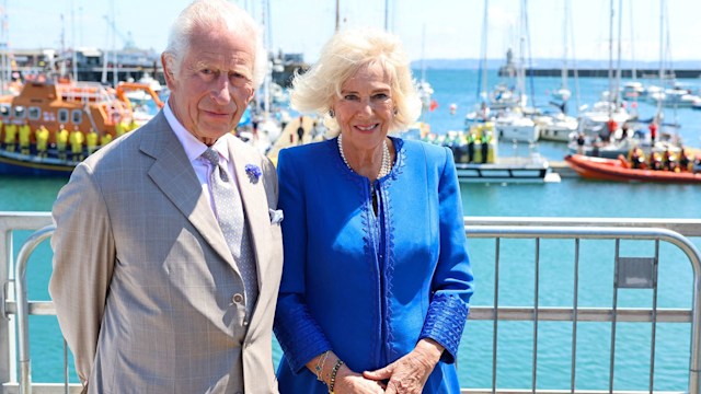 The King and Queen in front of Crown Pier, St Peter Port, Guernsey