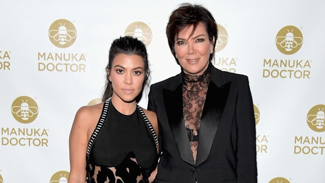 Kris Jenner with Kourtney Kardashian  wearing black