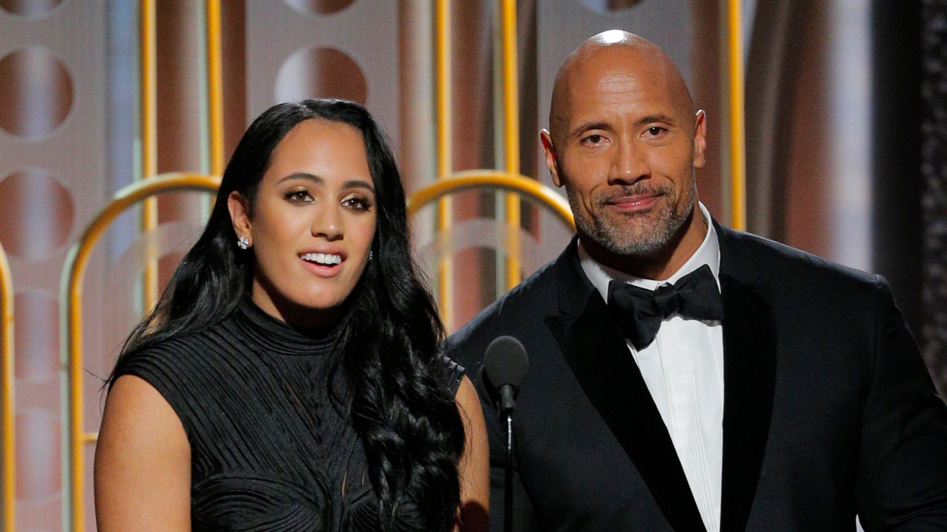 simone dwayne johnson golden globes stage