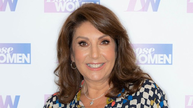 Jane McDonald in patchwork shirt