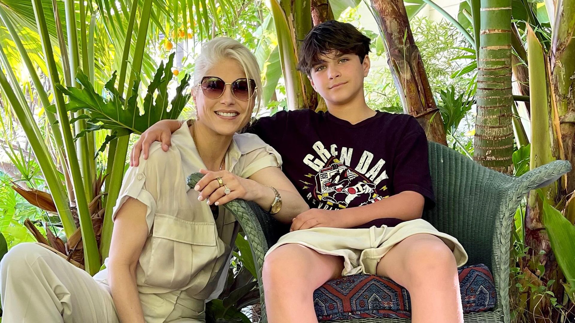 Selma Blair’s son, 13, almost towers over her as he debuts new bleach-blonde buzzcut