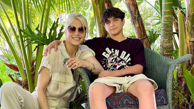 selma blair and her son arthur with their dog