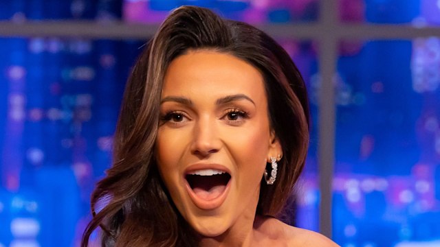 Michelle Keegan looking shocked, wearing a white corset on 'The Jonathan Ross Show' TV show, Series 18, Episode 7, London, UK - 04 Dec 2021


