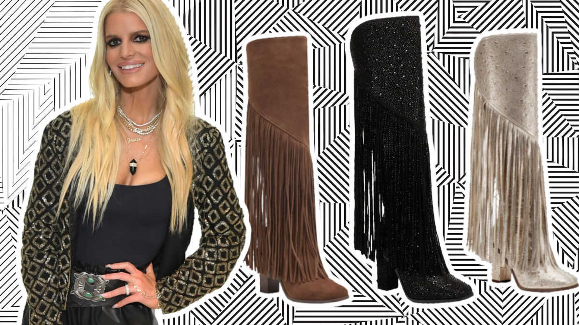 Jessica Simpson channels Daisy Duke in fringed suede shorts and cowboy boots