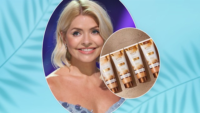 holly willoughby and vita liberata tan split image 