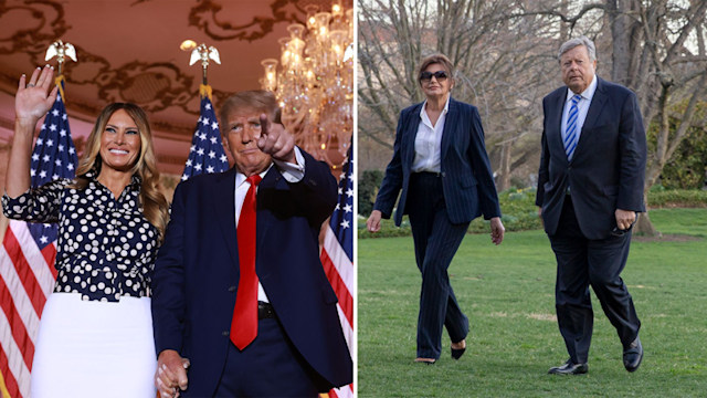 Left: Melania and Donald Right: Melania's parents Amalija and Viktor