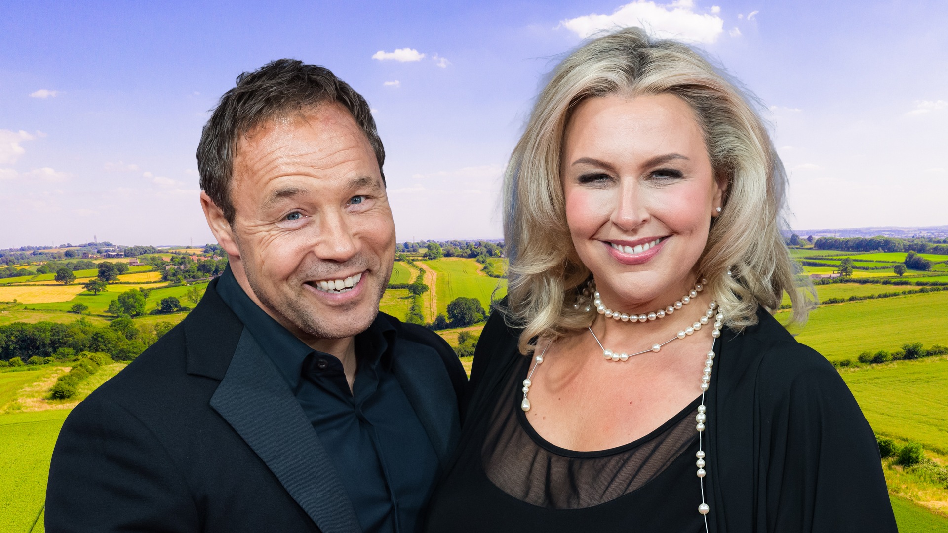 Image showing Stephen Graham and his wife Hannah against countryside stock photo