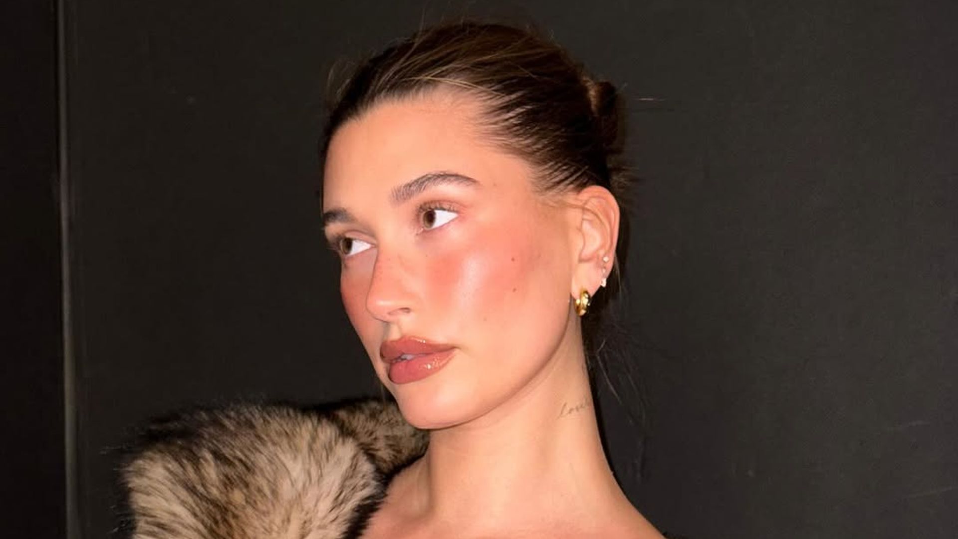 Hailey Bieber fur coat