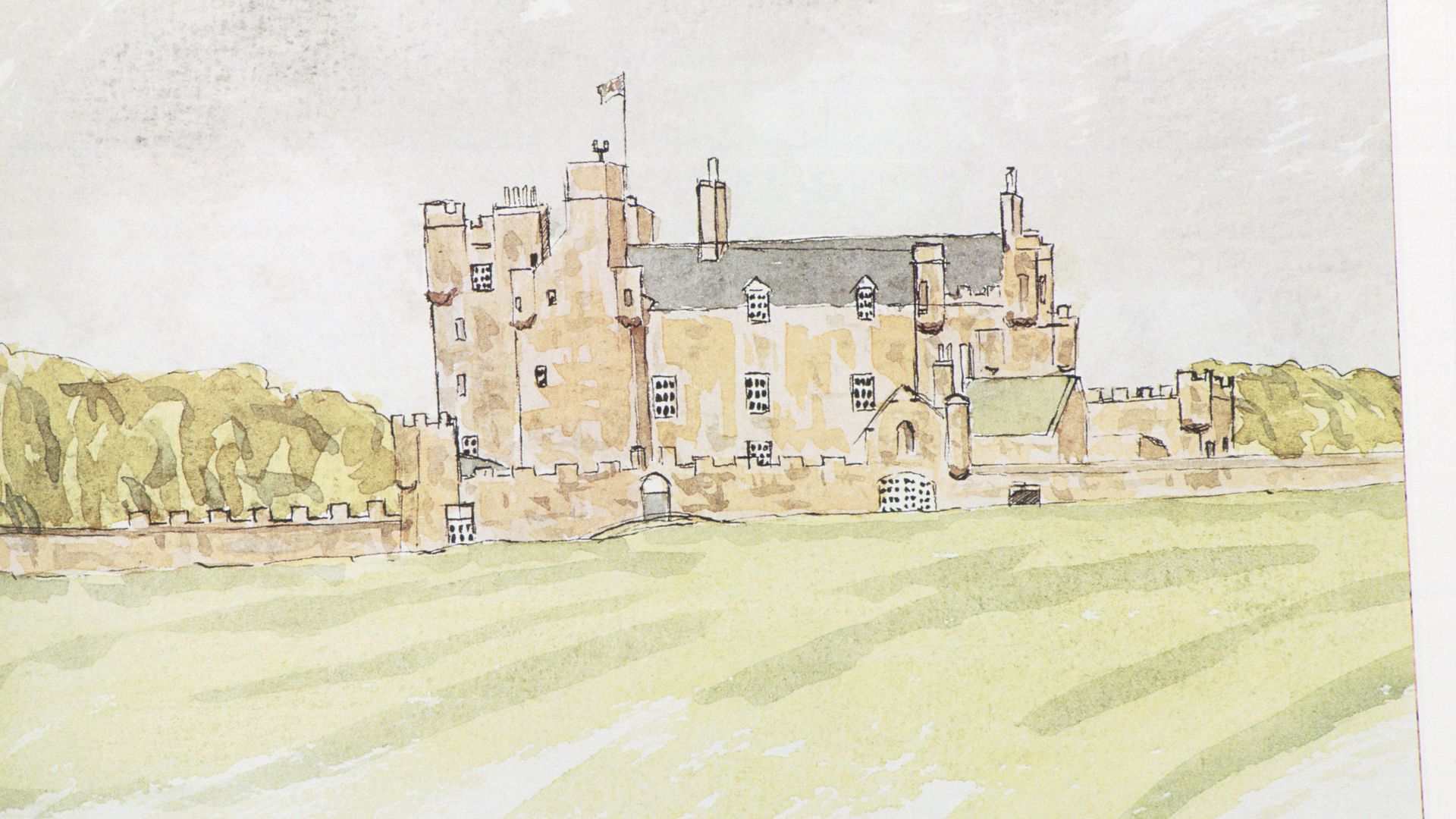 A watercolour painting of Castle Mey by King Charles