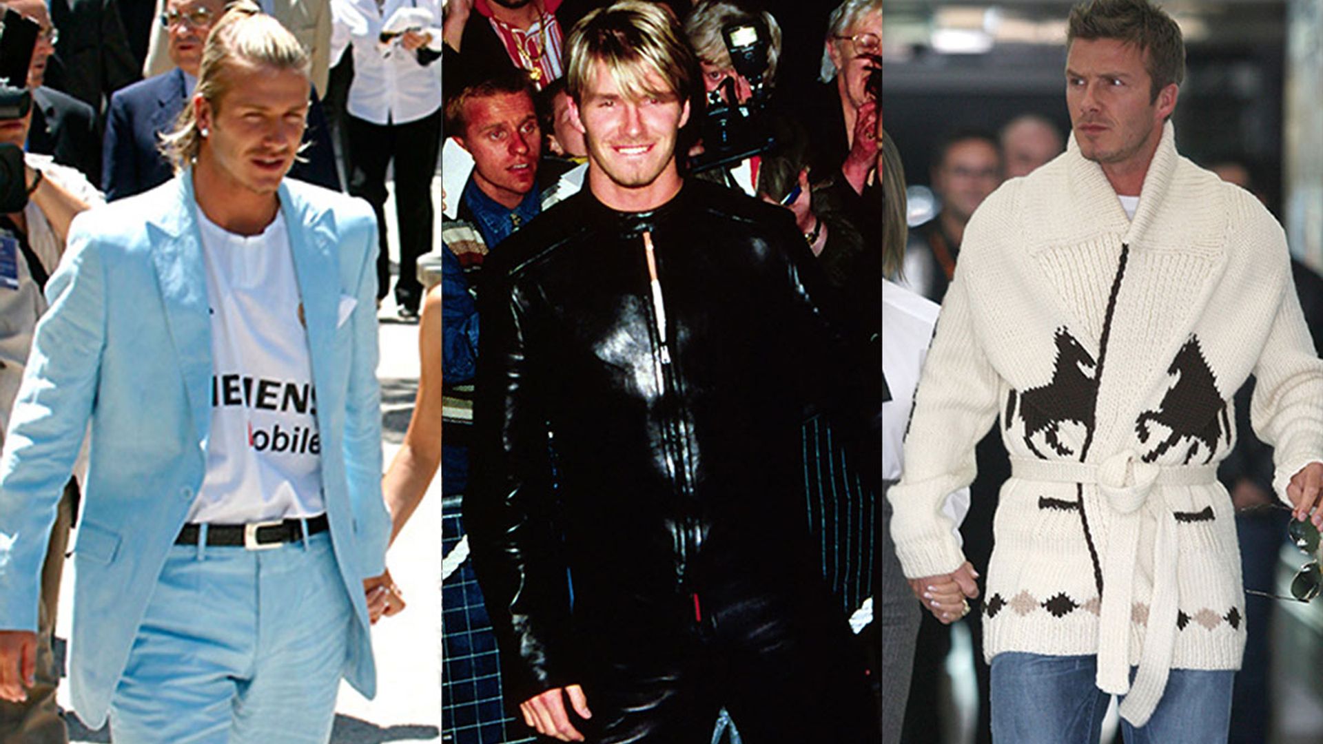 David Beckham's most outrageous outfits ever – from pastel suits to leather  trousers | HELLO!