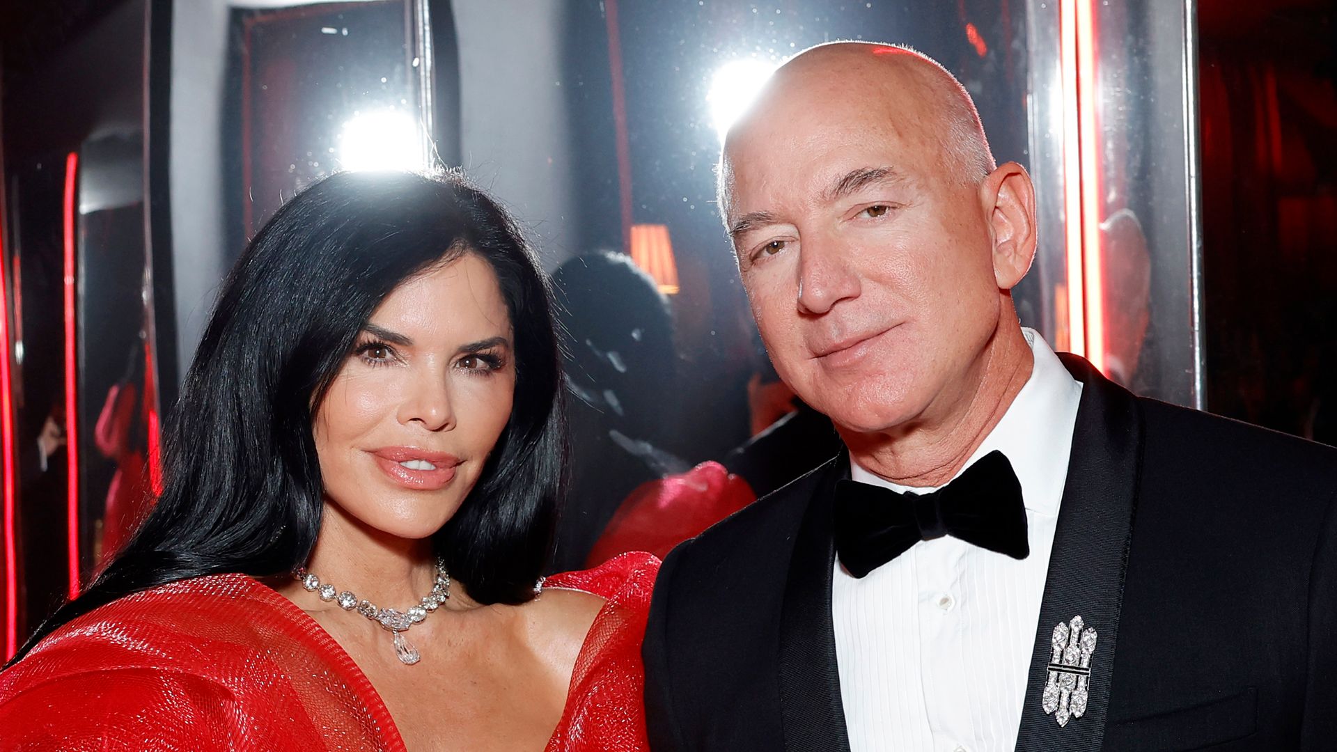 Lauren SÃ¡nchez and Jeff Bezos attend the 2024 Vanity Fair Oscar Party Hosted By Radhika Jones at Wallis Annenberg Center for the Performing Arts on March 10, 2024 in Beverly Hills, California.