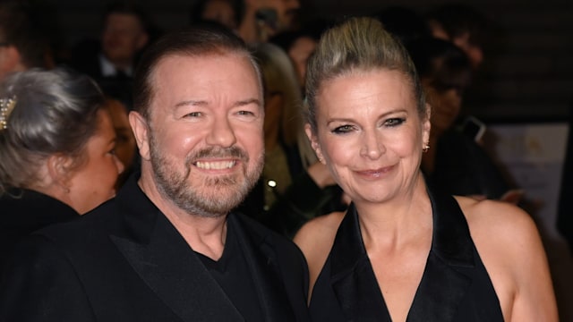 Ricky Gervais and Jane Fallon on red carpet