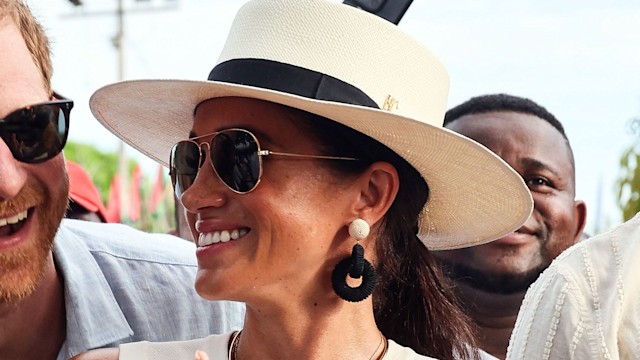 meghan markle colombia white hat outfit