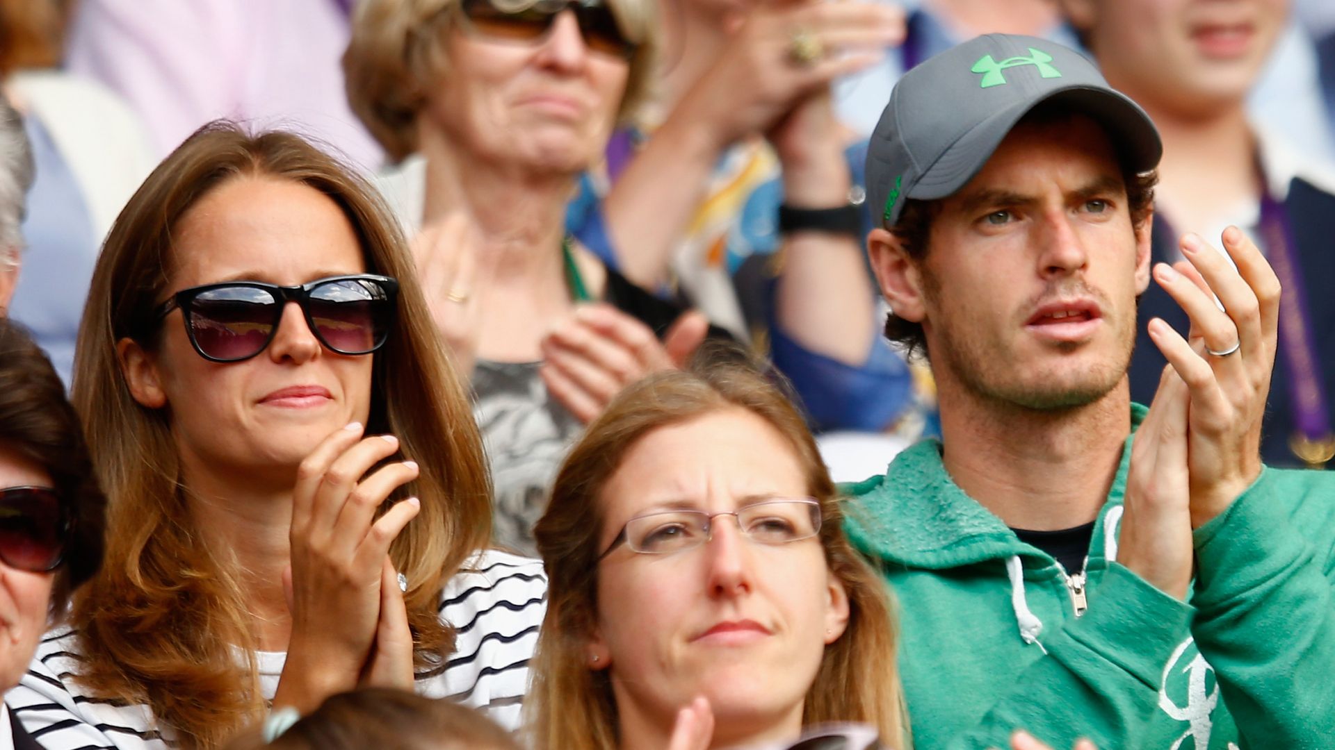 Kim and Andy Murray watch the action during day twelve of the Wimbledon in 2015