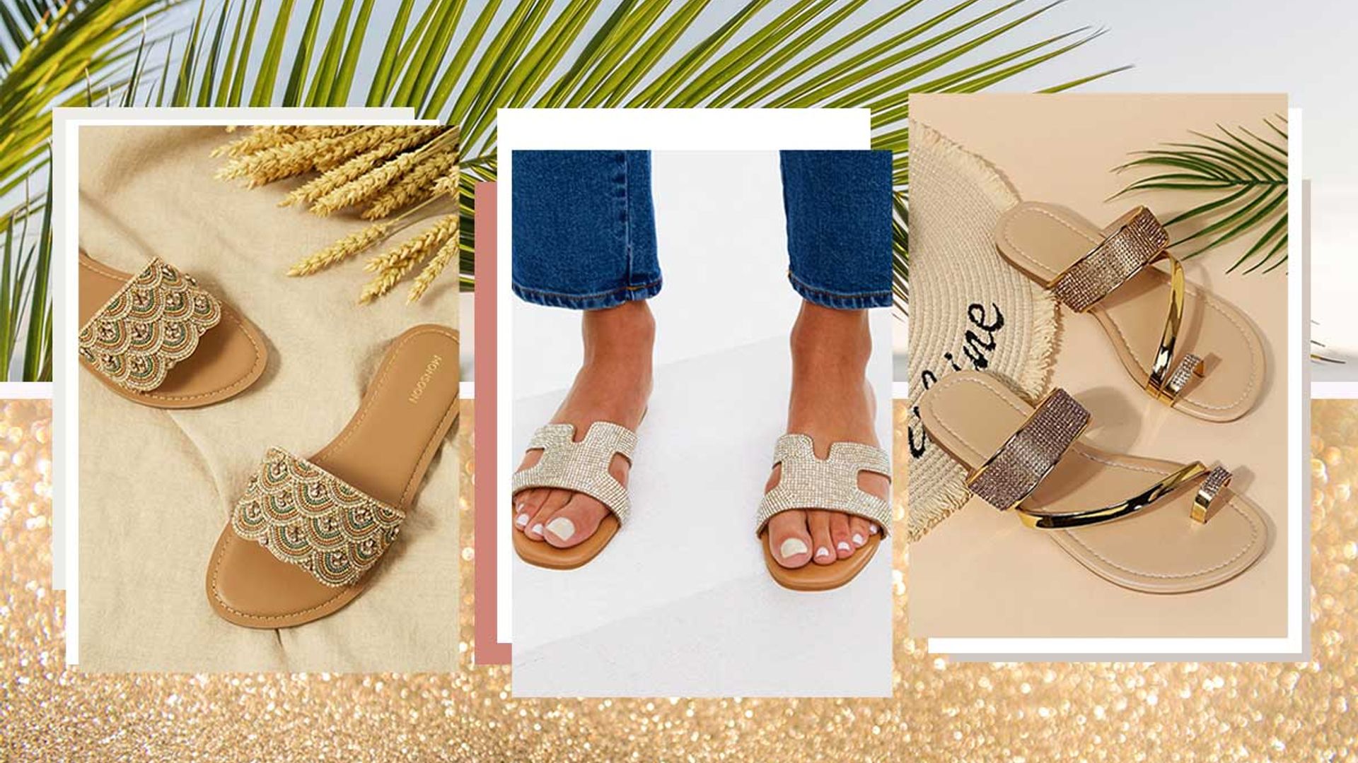 12 sparkly flat sandals to glam up your evening wear this summer