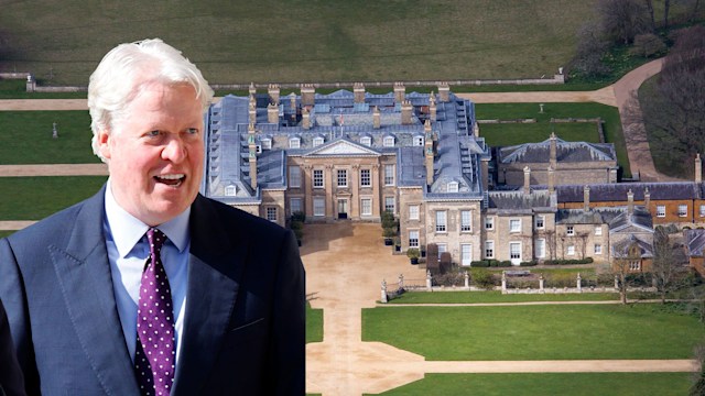 Earl Charles Spencer superimposed over Althorp House in Northamptonshire