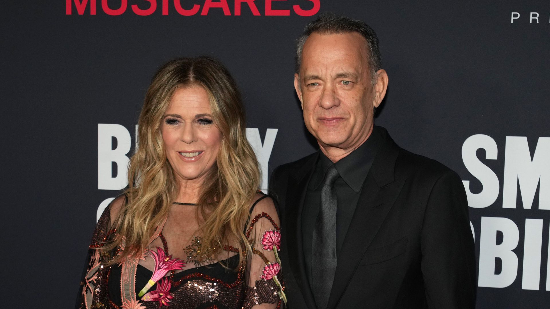 Rita Wilson and Tom Hanks attend the 2023 MusiCares Persons Of The Year honoring Berry Gordy and Smokey Robinson at Los Angeles Convention Center on February 03, 2023 in Los Angeles, California