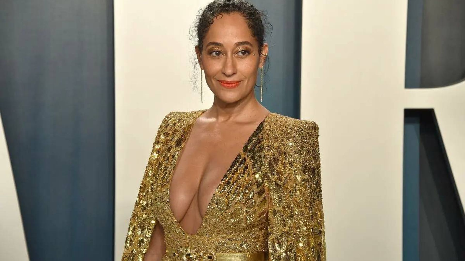 tracee ellis ross gold dress