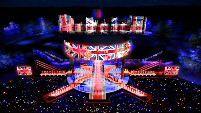 A rendering of the coronation concert staging