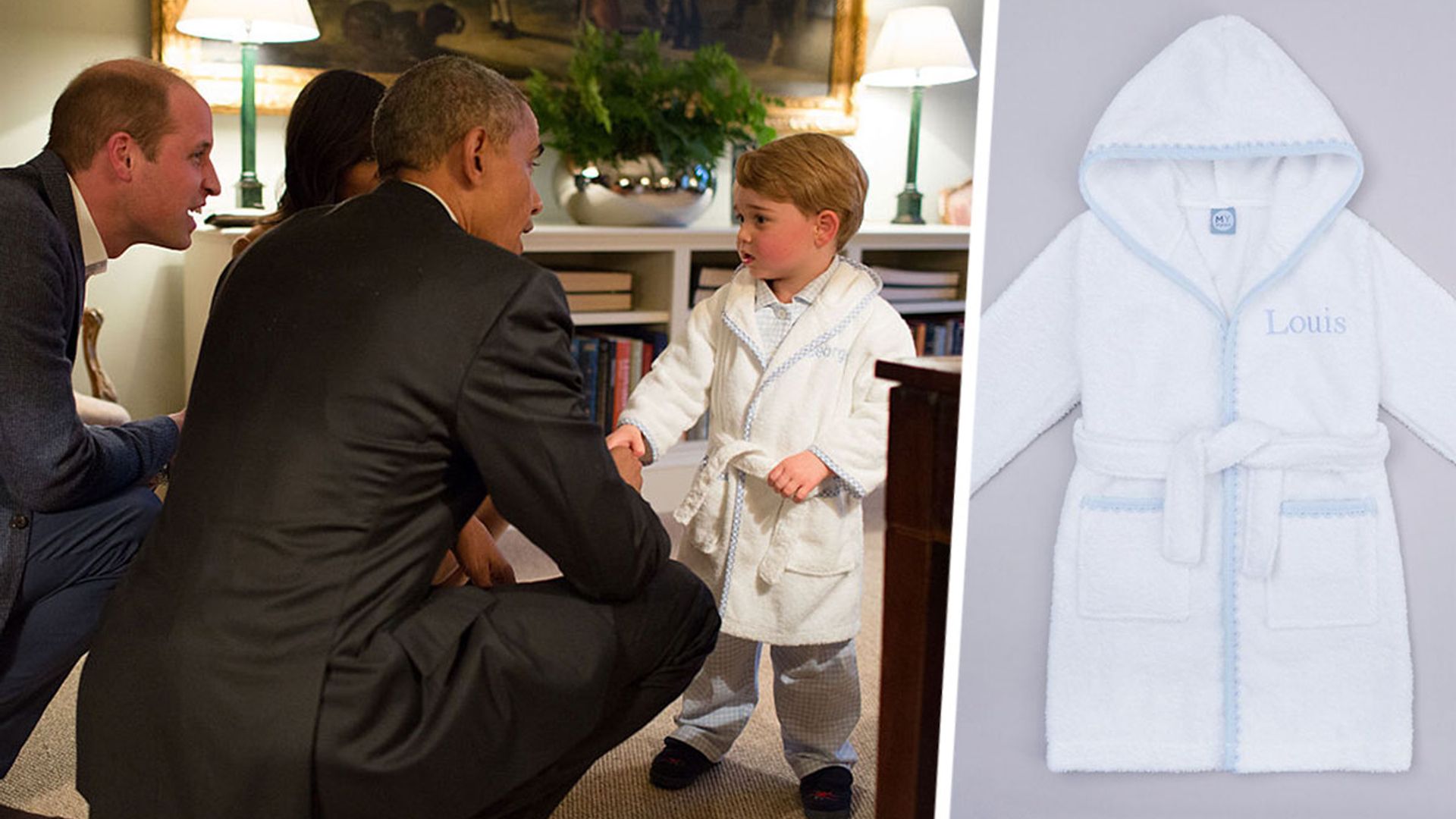 Prince George's iconic dressing gown from his meeting with Barack Obama is  finally back in stock