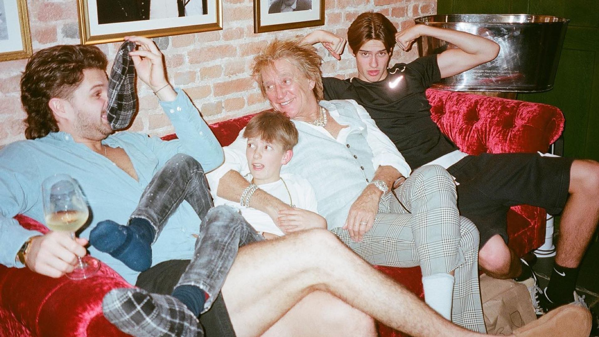 Rod Stewart and three of his sons