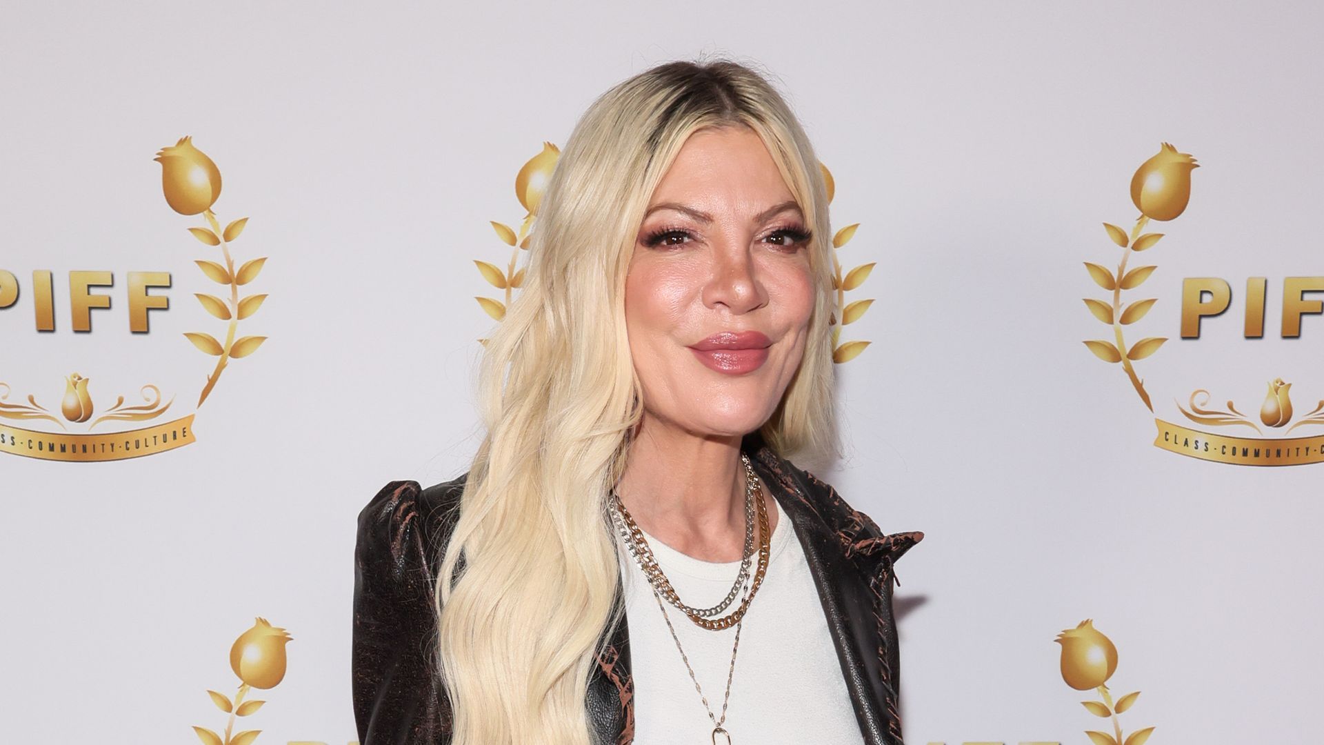Tori Spelling attends the Pasadena International Film Festival's opening night screening of "The Best Pizza In LA" at Laemmle NoHo 7 on April 03, 2025 in North Hollywood, California