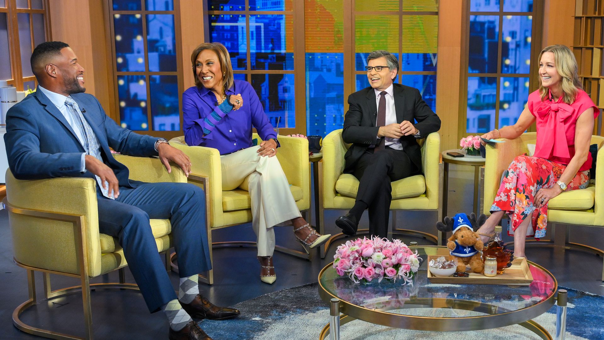 GOOD MORNING AMERICA - 
Show coverage of "Good Morning America" on 5/15/24 on ABC. 
MICHAEL STRAHAN, ROBIN ROBERTS, GEORGE STEPHANOPOULOS, LARA SPENCER