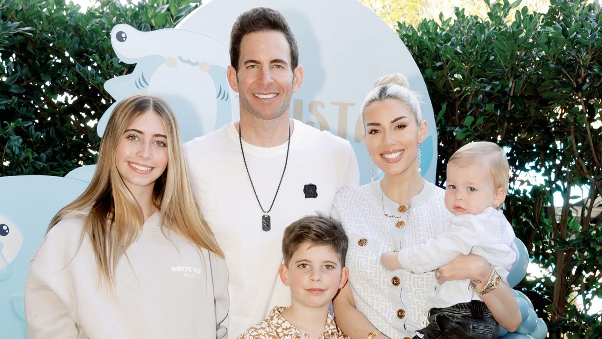 Photo posted by Heather Rae El Moussa on Instagram February 2024 featuring Tarek El Moussa, his two kids with Christina Hall, Taylor and Brayden, plus his son Tristan