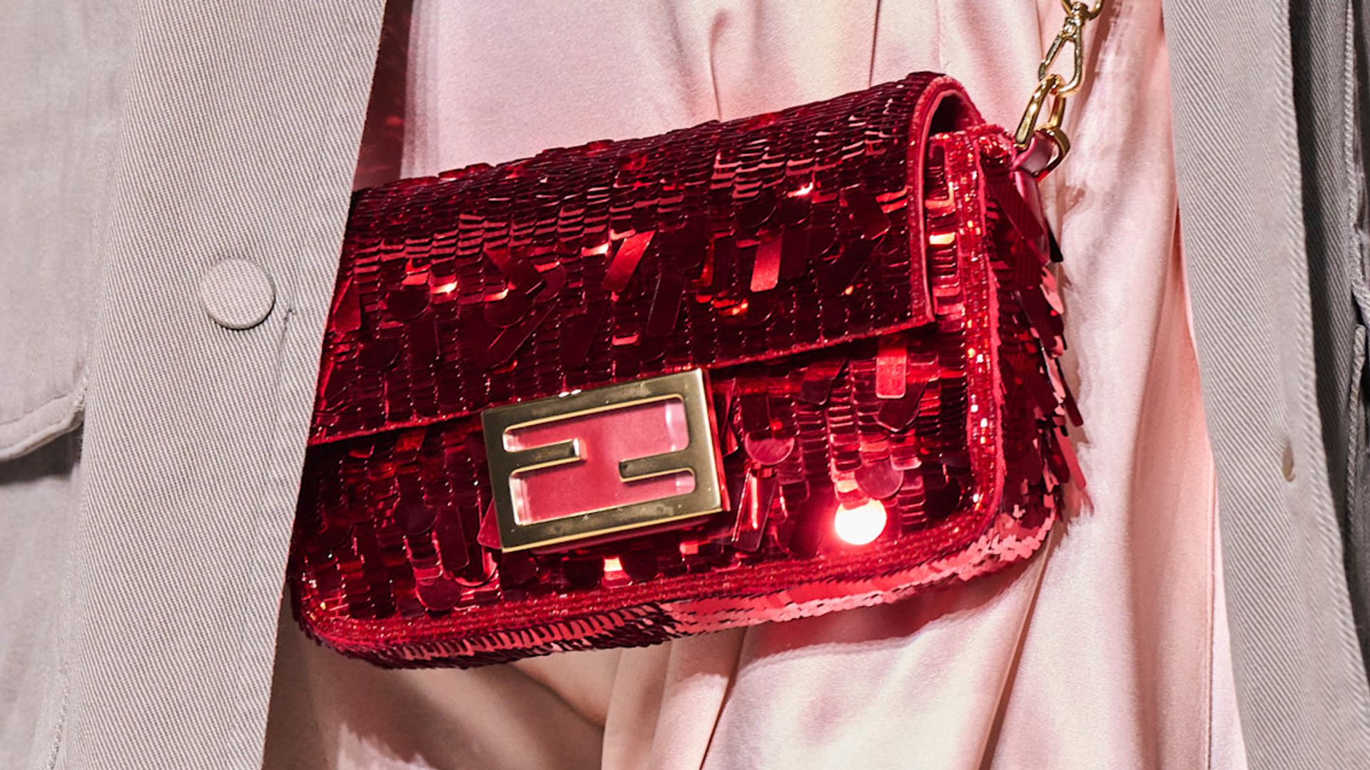 sequin fendi bag in red