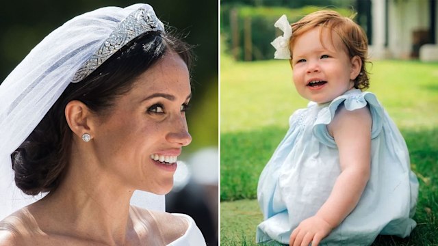 Meghan Markle wearing tiara and Lilibet