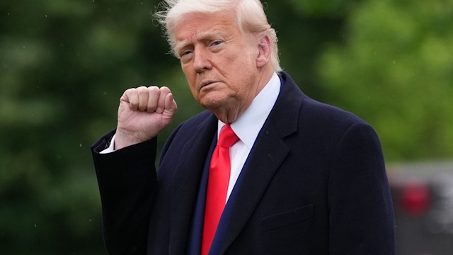 President Donald Trump departs the White House on May 22, 2025 in Washington, DC. 