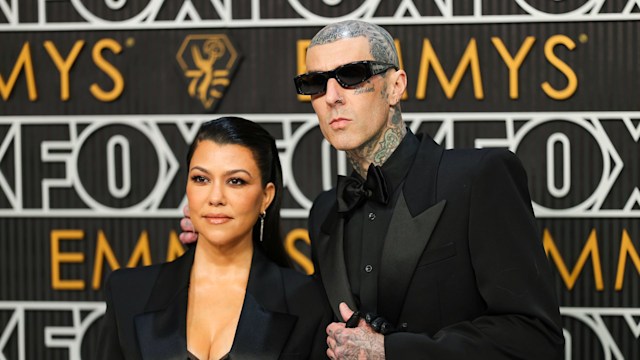 Kourtney Kardashian and Travis Barker attend the 75th Primetime Emmy Awards at Peacock Theater on January 15, 2024 in Los Angeles, California.