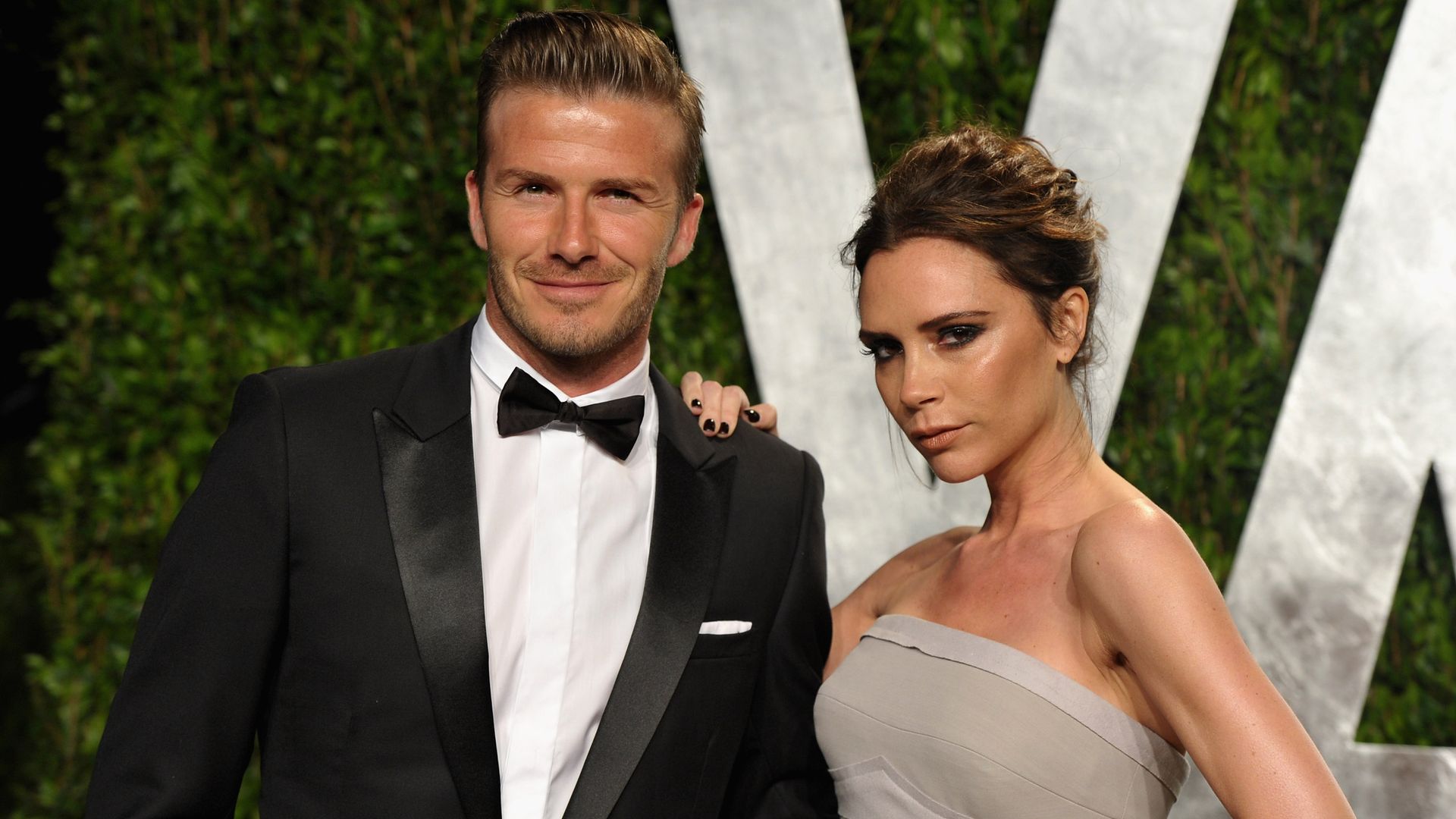 Athlete David Beckham and fashion designer Victoria Beckham arrive at the 2012 Vanity Fair Oscar Party hosted by Graydon Carter at Sunset Tower on February 26, 2012 in West Hollywood, California
