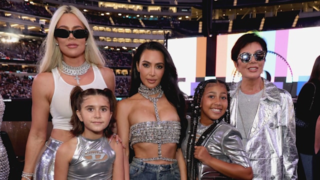 KhloÃ© Kardashian, Penelope Disick, Kim Kardashian, North West and Kris Jenner attend the "RENAISSANCE WORLD TOUR" at SoFi Stadium on September 04, 2023 in Inglewood, California