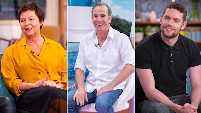 Split image of Tessa Peake-Jones, Robson Green and Tom Brittney