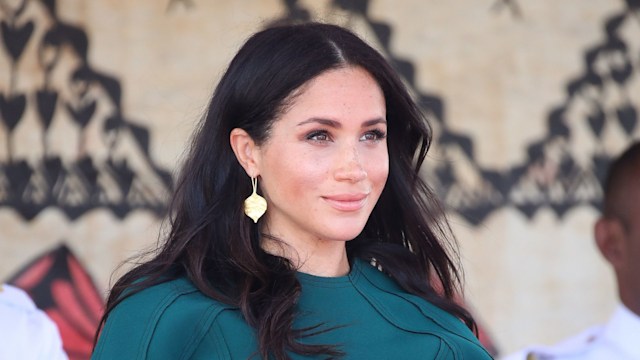 Meghan Markle first wore her luxury handmade Pippa Small gold leaf earrings in 2018