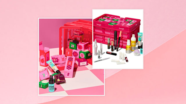 benefit beauty advent calendar split image 