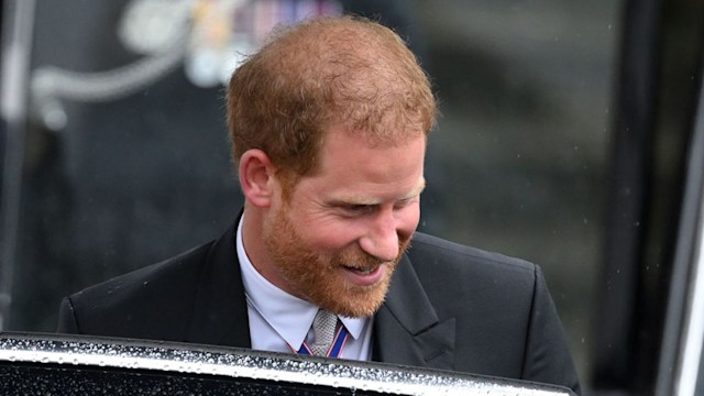 Prince Harry leaving the coronation 