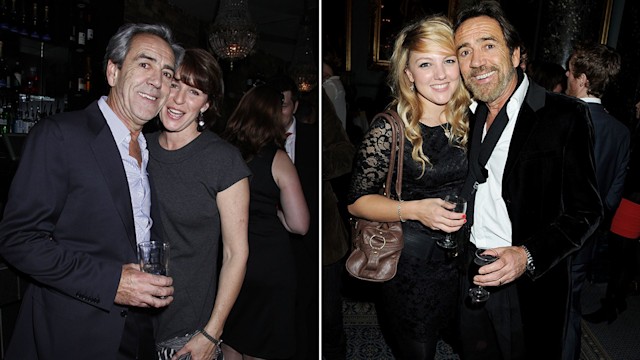 Split image of Robert Lindsay with wife Rosemarie Ford and daughter Sydney Stevenson