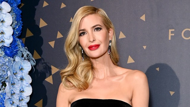 photo of ivanka trump wearing silver skirt and black top