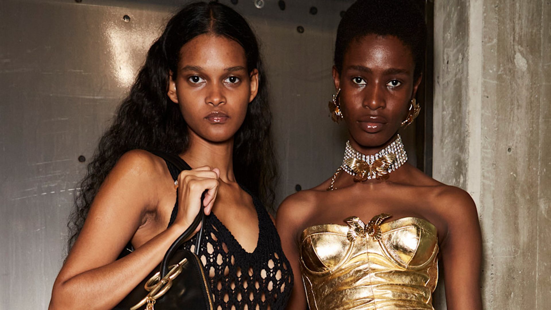 blumarine models backstage in partywear