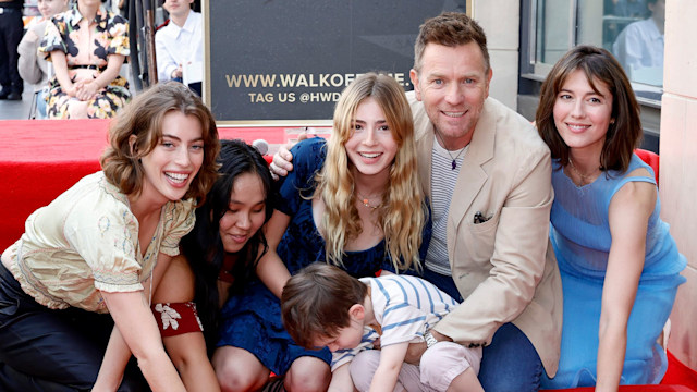 Clara McGregor, Jamyan McGregor, Anouk McGregor, Laurie McGregor, Ewan McGregor and Mary Elizabeth Winstead attend as Ewan McGregor is honored with Star on Hollywood Walk of Fame on September 12, 2024 in Hollywood, California.