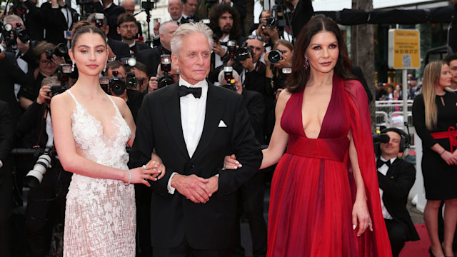 Catherine Zeta-Jones and Michael Douglas with Carys Douglas on the red carpet 