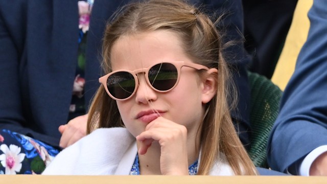 Princess Charlotte watching Wimbledon in pink sunglasses