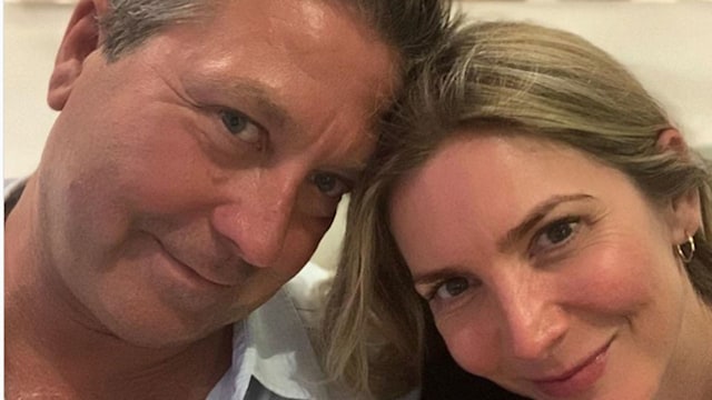 john torode and lisa faulkner pose for camera 