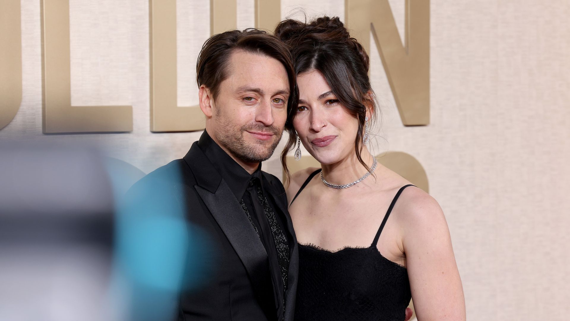 Kieran Culkin and Jazz Charton attend the 81st Annual Golden Globe Awards at The Beverly Hilton on January 07, 2024 in Beverly Hills, California