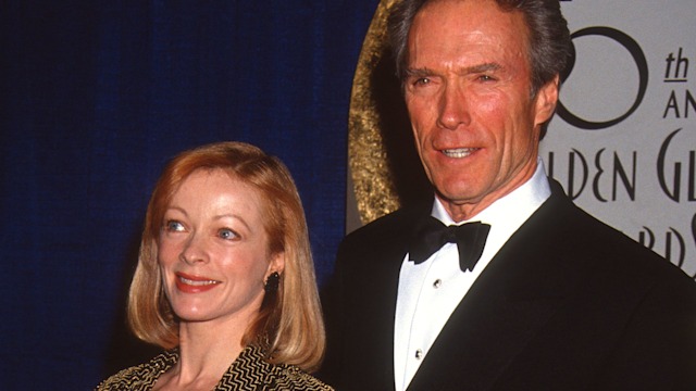 Frances Fisher and Clint Eastwood attend the 50th annual Golden Globe Awards at the Beverly Hilton Hotel, Beverly Hills, California, January 23, 1992