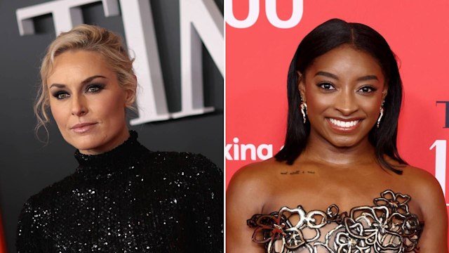 Lindsey Vonn and Simone Biles at the TIME100 Gala in New York City on April 24, 2025
