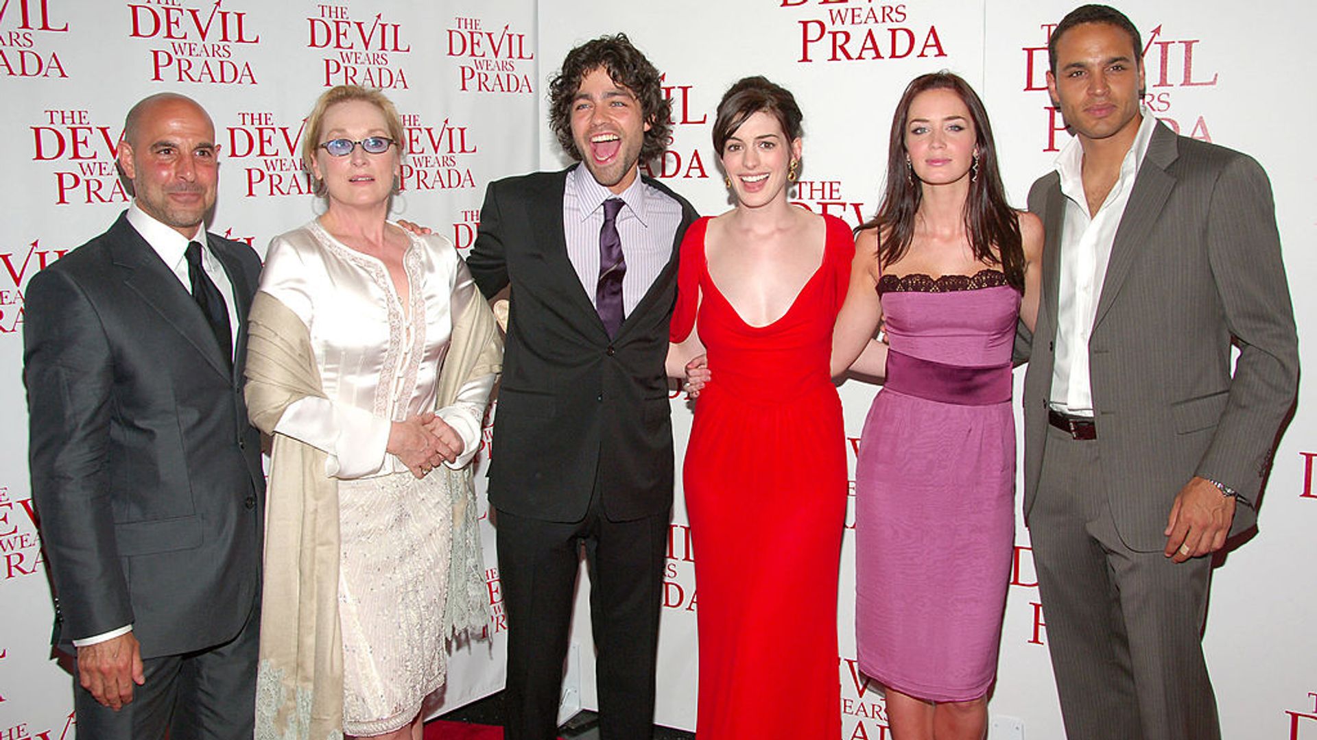 Stanley with his Devil Wears Prada co-stars at the premiere in 2006